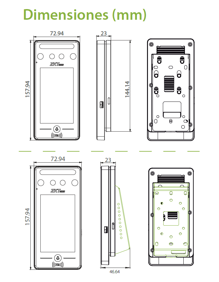 ZKTeco-SpeedFace-V4L Dimensiones