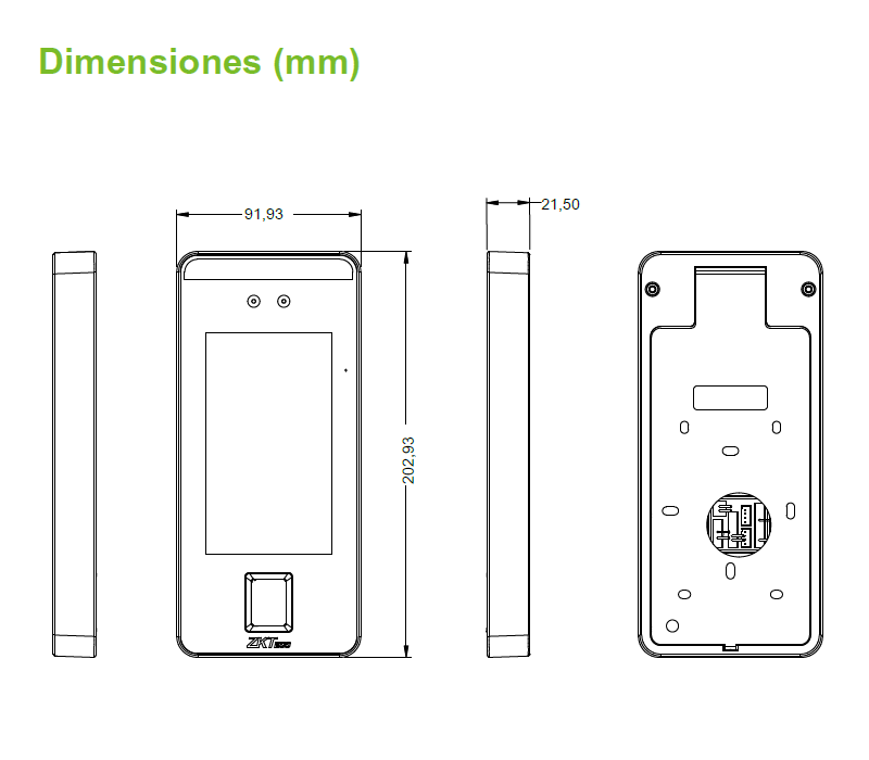 ZKTeco-SpeedFaceV5LP Dimensiones